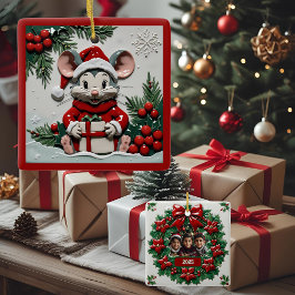 Weihnachtsgeschenk und Maus individuell anpassbar Keramikornament