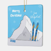 Weihnachtsgeschenk und Ski Souvenir Keramikornament (Links)