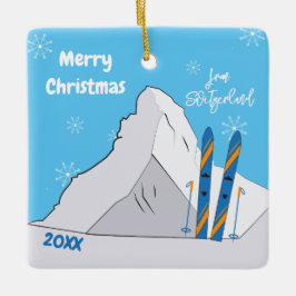 Weihnachtsgeschenk und Ski Souvenir Keramikornament