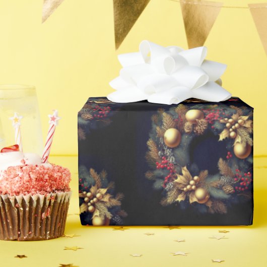 Weihnachtsgeschenk-Verpackung rustikalen Kranz Geschenkpapier (Geburtstagsparty)