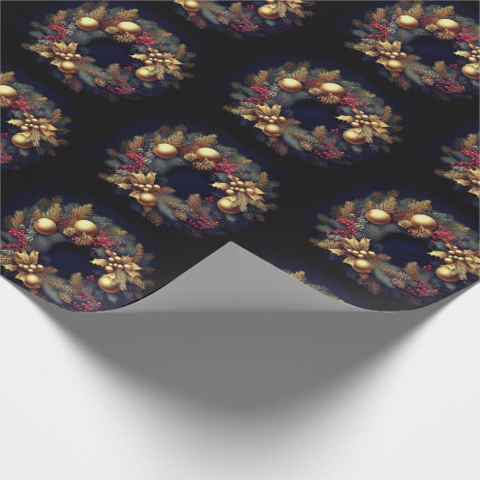 Weihnachtsgeschenk-Verpackung rustikalen Kranz Geschenkpapier (Ecke)