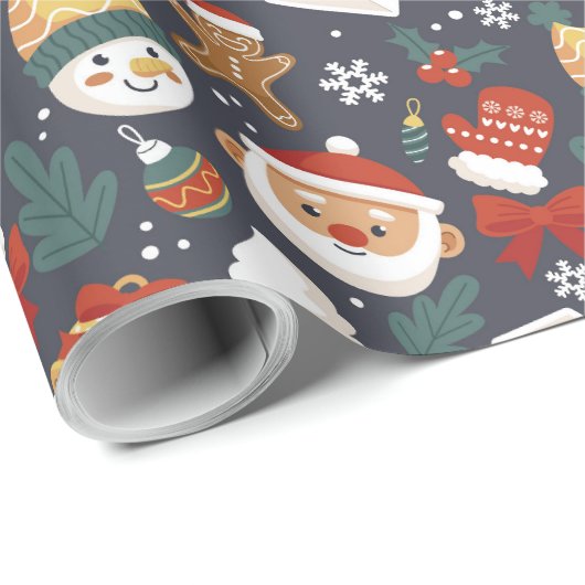 Weihnachtsgeschenk von Santa Snowman Geschenkpapier (Rolleneckpunkt)