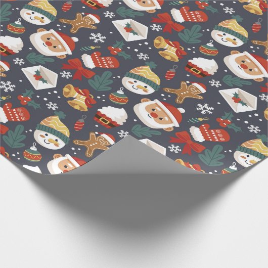Weihnachtsgeschenk von Santa Snowman Geschenkpapier (Ecke)