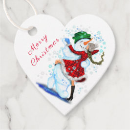 Weihnachtsgeschenk Vorliebe Tags Schneemann und Gi Geschenkanhänger