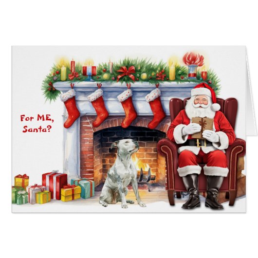 Weihnachtsgeschenk Weißer Pitbull Hundeschlitten (Vorderseite (Horizontal))