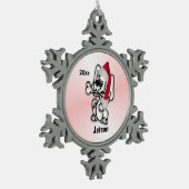 Weihnachtsgeschenk Welpenhund Personalisiert Schneeflocken Zinn-Ornament (Links)