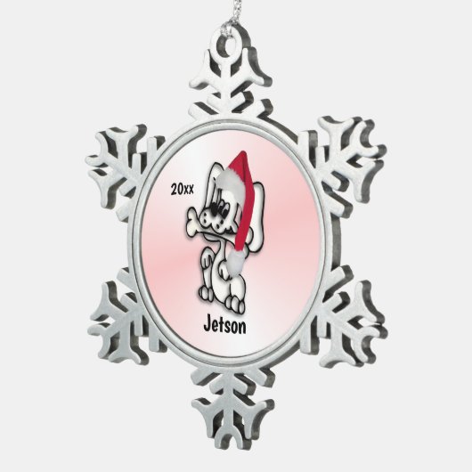 Weihnachtsgeschenk Welpenhund Personalisiert Schneeflocken Zinn-Ornament (Rechts)