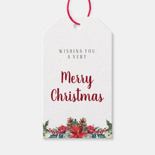 Weihnachtsgeschenk | Winterrote Blume Geschenkanhänger (Vorderseite)