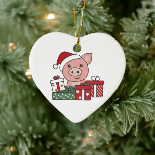 Weihnachtsgeschenk Wintertiere Schweine Keramik Or Ornament