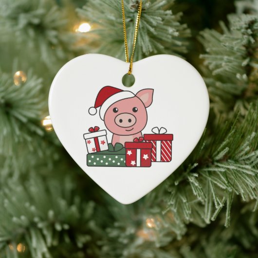 Weihnachtsgeschenk Wintertiere Schweine Keramik Or Ornament (Baum)