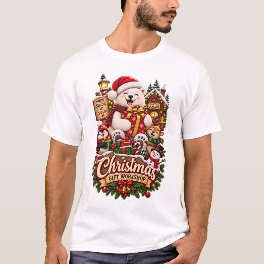 Weihnachtsgeschenk-Workshop – Süßer Eisbär-Feierta T-Shirt (Vorderseite)