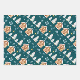 Weihnachtsgeschenk-Wracktrio Geschenkpapier Set