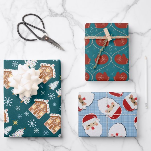Weihnachtsgeschenk-Wracktrio Geschenkpapier Set (Vorderseite)