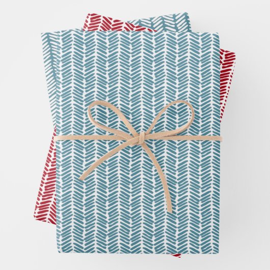 Weihnachtsgeschenk Wrak Dark Red Aquamarin Ice Blu Geschenkpapier Set (Beispiel)