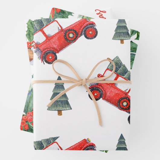 Weihnachtsgeschenk Wrap Auto Kamel und Holly Bundl Geschenkpapier Set (Beispiel)