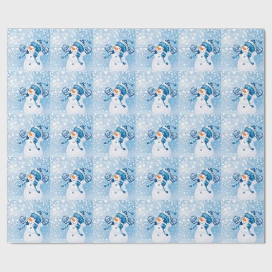 Weihnachtsgeschenk Wrap/Blue Snowmen Geschenkpapier (Flach)