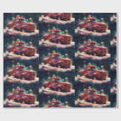 Weihnachtsgeschenk Wrap | Christmas Red Truck Geschenkpapier (Flach)