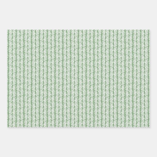 Weihnachtsgeschenk Wrap Dark Red Sage Green Zigzag Geschenkpapier Set (Vorderseite)