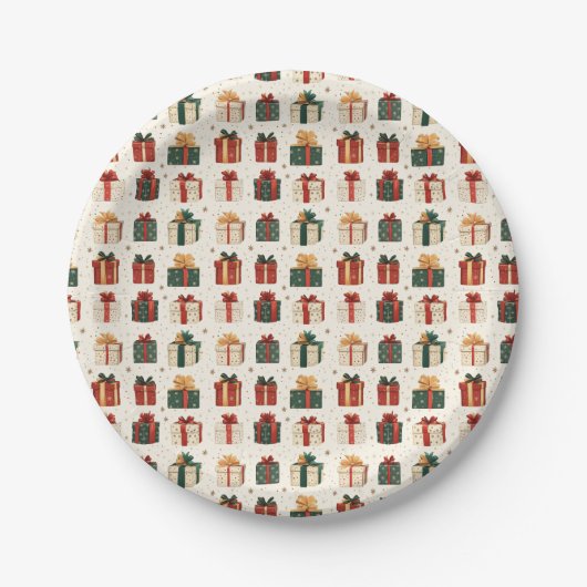 Weihnachtsgeschenk Wrap Design Muster Pappteller (Vorderseite)