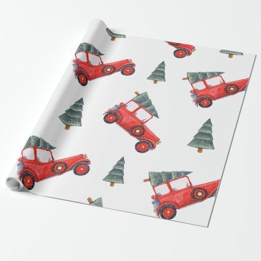 Weihnachtsgeschenk Wrap Rotes Auto und Weihnachtsb Geschenkpapier (Ungerollt)
