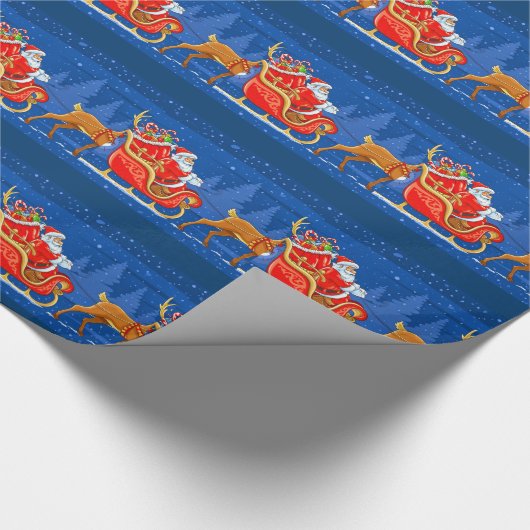 Weihnachtsgeschenk Wrap/Santa und Sleigh Geschenkpapier (Ecke)