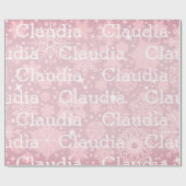 Weihnachtsgeschenk Wrap Schneeflocken Name Rosa Fe Geschenkpapier (Flach)