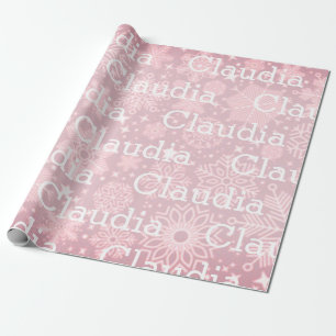 Weihnachtsgeschenk Wrap Schneeflocken Name Rosa Fe Geschenkpapier