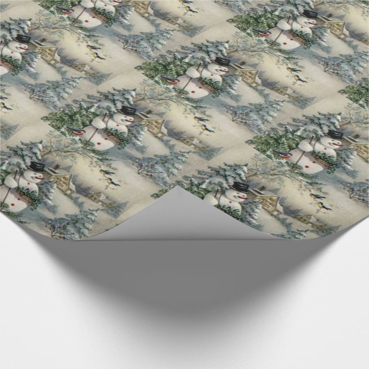 Weihnachtsgeschenk Wrap/Schneemann und Winter-Hütt Geschenkpapier (Ecke)