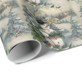 Weihnachtsgeschenk Wrap/Schneemann und Winter-Hütt Geschenkpapier (Rolleneckpunkt)