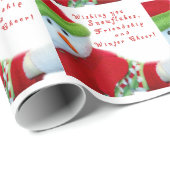 Weihnachtsgeschenk Wrap/Schneemann & Wintermühle Geschenkpapier (Rolleneckpunkt)