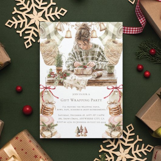 Weihnachtsgeschenk Wrapping-Party Einladung