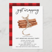 Weihnachtsgeschenk Wrapping Party Kariert Einladung (Vorne/Hinten)