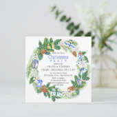 Weihnachtsgeschenk Wreath Corporate Weihnachtsfest Einladung (Stehend Vorderseite)