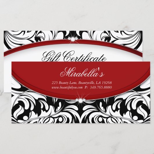 Weihnachtsgeschenk-Zertifikat Diamant Damask Muste (Vorne/Hinten)