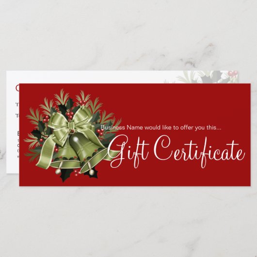 Weihnachtsgeschenk-Zertifikat Grüne Weihnachtsgloc (Vorne/Hinten)