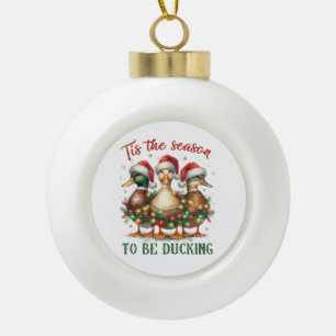 Weihnachtsgeschenk zum Ducken Keramik Kugel-Ornament