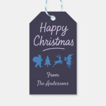 Weihnachtsgeschenkanhänger - Blaue Silhouette