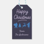Weihnachtsgeschenkanhänger - Blaue Silhouette Geschenkanhänger (Rückseite)
