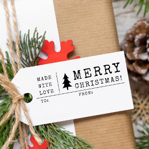 Weihnachtsgeschenkanhänger mit Liebe gemacht Gummistempel