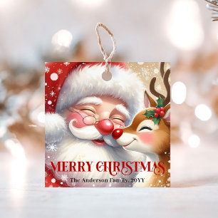 Weihnachtsgeschenkanhänger mit süßem Santa Rudolph Geschenkanhänger