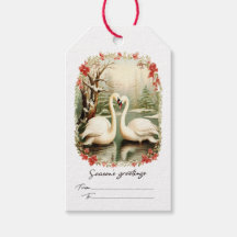 Weihnachtsgeschenkanhänger mit Vintage-Schwänen