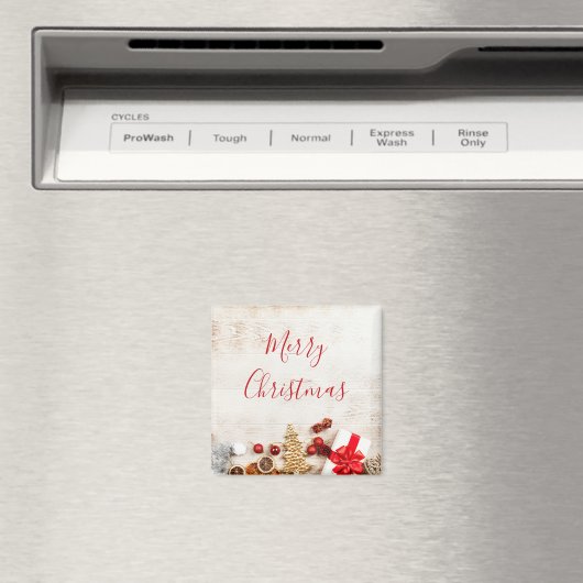 Weihnachtsgeschenkartikel auf einem rustikalen Hol Magnet (In Situ (Geschirrspüler))