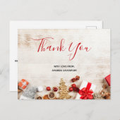 Weihnachtsgeschenkartikel auf einem rustikalen Hol Postkarte (Vorne/Hinten)