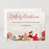 Weihnachtsgeschenkartikel auf einem rustikalen Hol Postkarte (Vorne/Hinten)