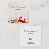 Weihnachtsgeschenkartikel auf einem rustikalen Hol Quadratische Visitenkarte (Vorne/Hinten)