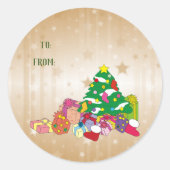 Weihnachtsgeschenkaufkleber Golden, To und From, Runder Aufkleber (Vorderseite)