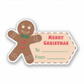 Weihnachtsgeschenkaufkleber mit einem Lebkuchenman Aufkleber (Vorderseite)
