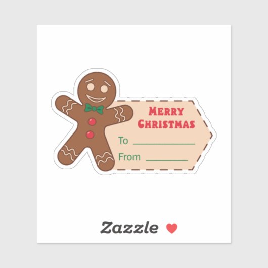 Weihnachtsgeschenkaufkleber mit einem Lebkuchenman Aufkleber (Blatt)
