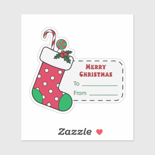 Weihnachtsgeschenkaufkleber mit rotem Strumpf Aufkleber (Blatt)