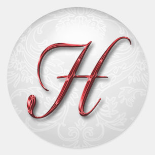 Weihnachtsgeschenkaufkleber Rot Monogramm - Maßges Runder Aufkleber